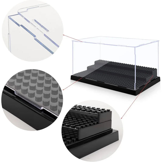 1pc Acrylic Display Case for Minifigures Blocks with 3-Tiered Steps Clear Dustproof Acrylic Display Box Storage