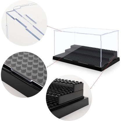 1pc Acrylic Display Case for Minifigures Blocks with 3-Tiered Steps Clear Dustproof Acrylic Display Box Storage