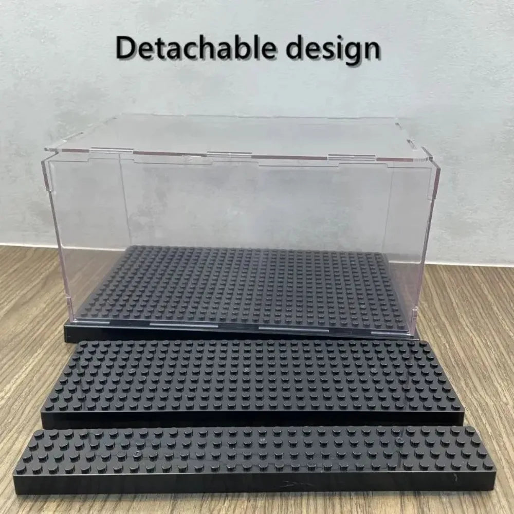1pc Acrylic Display Case for Minifigures Blocks with 3-Tiered Steps Clear Dustproof Acrylic Display Box Storage