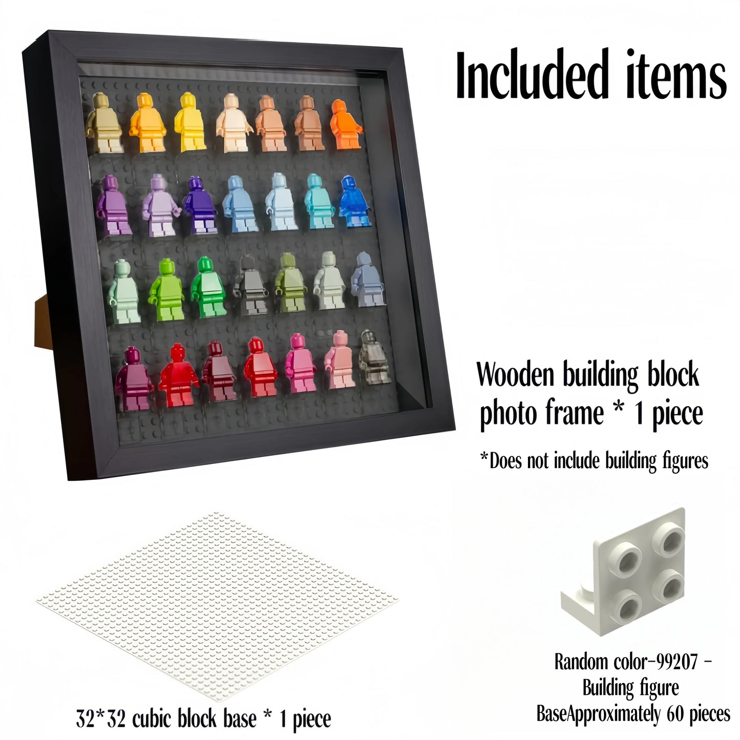 Wall-Mounted Building Block Minifigure Storage Display Frame with 32*32 Stud Baseplate Compatible Mini Figure Organizer Decorati
