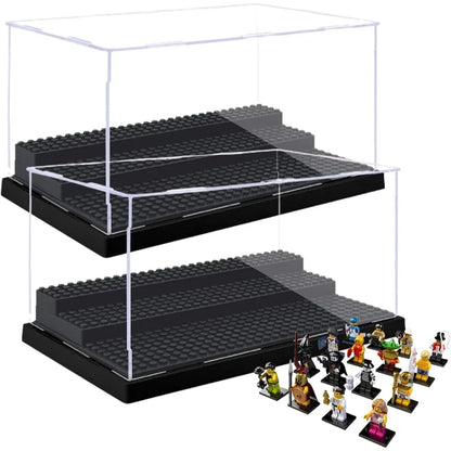 1pc Acrylic Display Case for Minifigures Blocks with 3-Tiered Steps Clear Dustproof Acrylic Display Box Storage