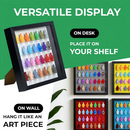 Wall-Mounted Building Block Minifigure Storage Display Frame with 32*32 Stud Baseplate Compatible Mini Figure Organizer Decorati