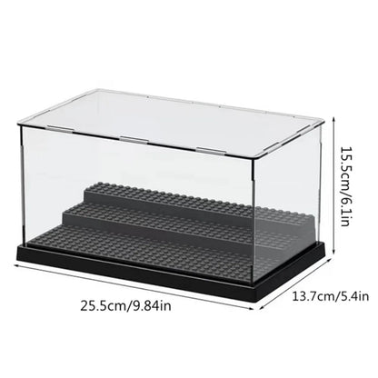 1pc Acrylic Display Case for Minifigures Blocks with 3-Tiered Steps Clear Dustproof Acrylic Display Box Storage